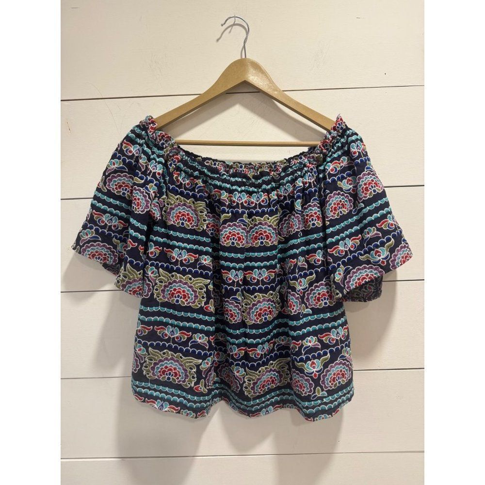 Romeo & Juliet Couture Cropped Off the Shoulder Boho Heavily Embroidered Top Med - Picture 1 of 6